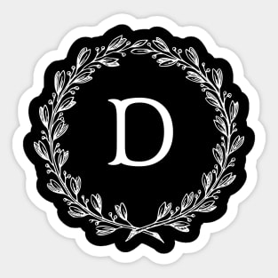 Beautiful Letter D Alphabet Initial Monogram Wreath Sticker